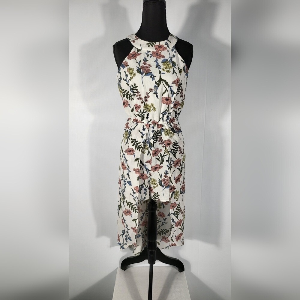 Trixxi Shorts Romper With Dress Tail Floral Print Sleeveless Dress, Halter Neck - Picture 10 of 12